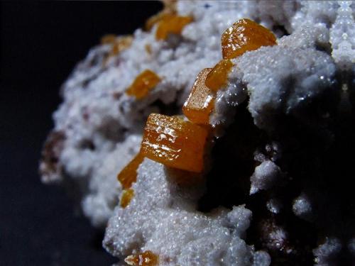 Wulfenite.
Probably  Los Lamentos, Mun de Ahumada, Chihuahua, Mexico.
Wulfenite to 7 mm (Author: nurbo)