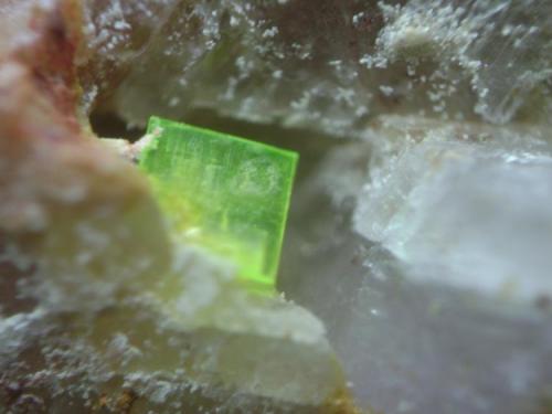 Autunita
Belvís de Monroy - Cáceres - Extremadura - España
cristal de 3 x 3 mm.
 (Autor: P. apita)