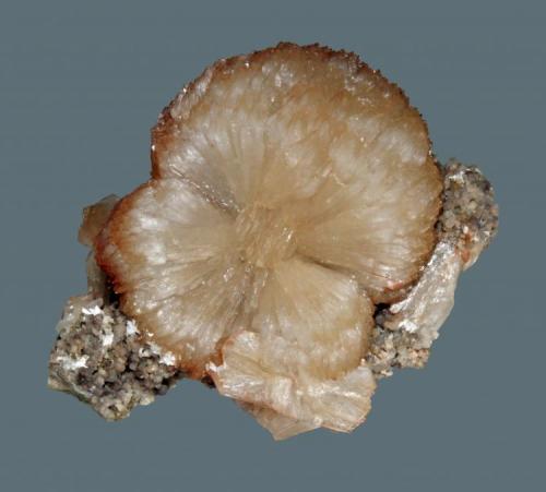 Stilbite
Upper New Street quarry, Paterson, Passaic County, New Jersey, USA
6.8 x 6.3 cm
Stilbite bow tie with calcite and laumontite (Author: Frank Imbriacco)