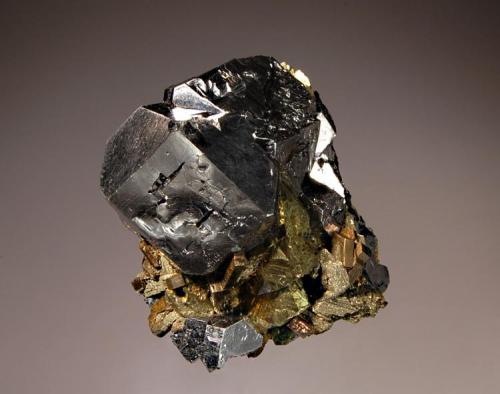Galena
Nikolaevskiy Mine, Dal’negorsk, Primorskiy Kray, Russia
5.3 x 5.7 cm.
Lustrous, bright galena crystals with equal development of cube and octahedron associated with brassy chalcopyrite and minor pyrrhotite (Author: crosstimber)