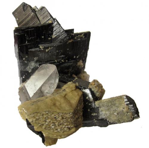 Ferberite, Siderite, Quartz
Panasqueira Mine, Couto Mineiro da Panasqueira, Panasqueira, Covilhã, Castelo Branco District, Portugal
5.5 x 5 x 6.3 cm
Mined in 1990 (Author: JoséMiguel)