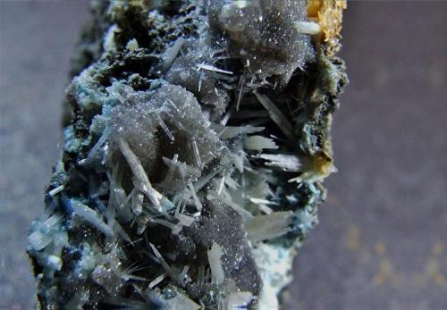 Cerussite.
Force Crag mine, Coledale, Braithwaite, Cumbria, England, UK
FOV  25 x 20 mm approx (Author: nurbo)