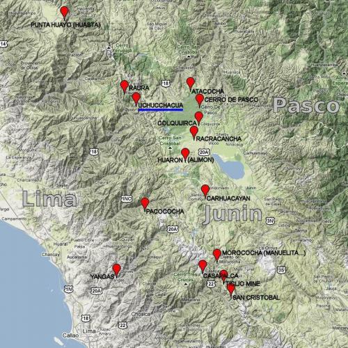 Geographical position of Uchucchacua Mine

For whom that might be interested, complete Central Peru map is available at http://carlesmillan.cat/min/CPeru.png (Author: Carles Millan)