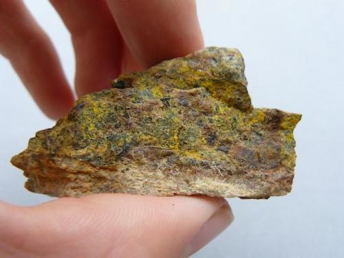 Uraninite, Gummite
Ty Gallen Mine, Morbihan, Brittany Area, France.
45*30 mm

Uraninite (black) with Gummite (brown and yellow)
Same specimen (Author: Benj)