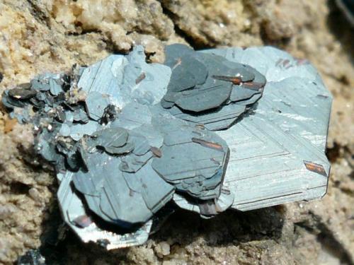 Hematites con Rutilo epitaxial.
Cavradi gorge, Curnera Valley, Grischun,Suiza.
2x1cm (Autor: nerofis2)