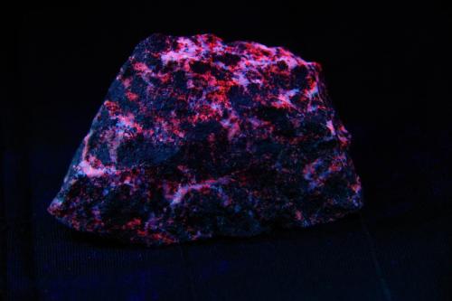 Baritocalcita - Fluorescente
Langban, Suecia
75 x 50 x 30 mm
Bajo luz ultravioleta de onda corta (256 nm aprox.) (Autor: Juan María Pérez)