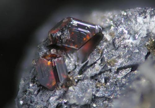 Xanthoconite
Las Cruces mine, Gerena, Seville, Andalusia, Spain
FOV 1 mm (Author: Cesar M. Salvan)