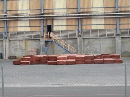 Las Cruces mine, Gerena, Seville, Andalusia, Spain
From the mineral to the market: pure copper slabs prepared for shipping. The hydrometallurgy process of Las Cruces mine is efficient and allow to obtain highly purity copper. (Author: Cesar M. Salvan)