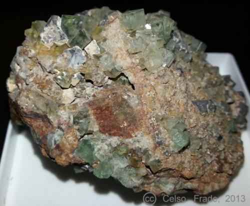 Fluorita, Galena
Rogerley Mine - Frosterley - Weardale - North Pennines - Co. Durham - Inglaterra - Reino Unido
6,4 x 5 x 4 cm (Autor: Celso)