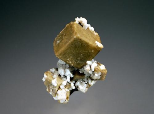 Siderite
Poudrette Quarry, Mont Saint-Hilaire, Monteregie, Quebec, Canada
2.2 x 2.6 cm.
Tan rhombs of siderite sprinkled with small dolomite crystals. (Author: crosstimber)