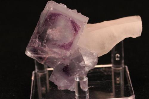 Fluorite, Quartz
Yaogangxian Mine, Yizhang Co., Chenzhou, Hunan, China
7.7 x 5.6 x 4.3 cm

Fluorite with zoning and quartz inclusion (Author: Don Lum)