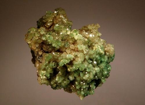 Grossular
Jeffrey Mine, Asbestos, Estrie, Quebec, Canada
3.5 x 4.6 cm.
Small amounts of chromium are responsible for the green color in these garnets. (Author: crosstimber)