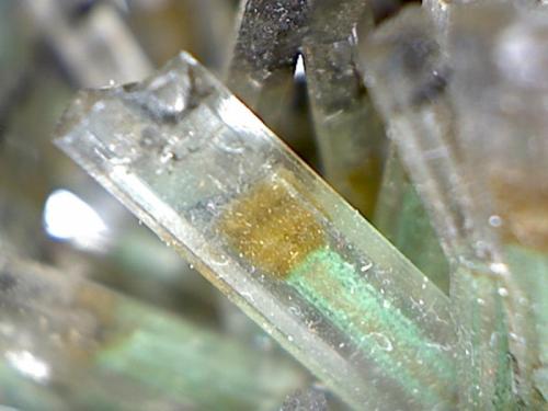 Gypsum with Malachite and Danburite Inclusions
Dalnegorsk, Russia
9.1 x 7 x 6 cm

ex-Stalingrad Museum (Author: Don Lum)