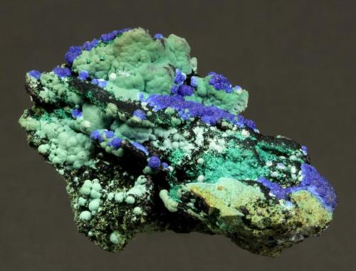 Azurite with Malachite and Chrysocolla
Robinson Open Pit, Robinson District, Ruth, White Pine County, Nevada, USA
4.2 x 2.8 x 1.4 cm (Author: GneissWare)