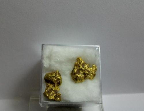 Oro nativo
Sierra de la Chimenea, Talarrubias-Casas de don Pedro, Badajoz, Extremadura, España
pesa cada una 2 g, miden 1,5x0,8x0,3 cm (Autor: Nieves)