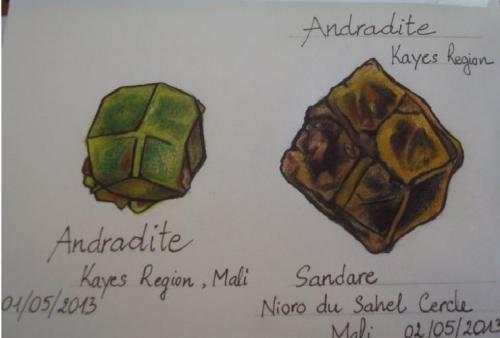 Andradite
Mali
2,4 x 3,3 x 2,8 cm ; 3,2 X 4,3 x 3,2 cm (Author: Jacquou HO)