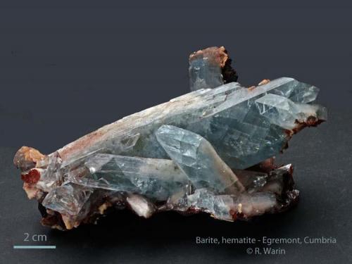 Barite and hematite
Egremont, Cumberland, Cumbria, UK
12 cm wide (Author: Roger Warin)