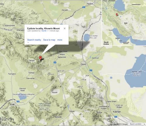 Map of epidote locale at the Khowrin Mount, central Iran (Author: vhairap)