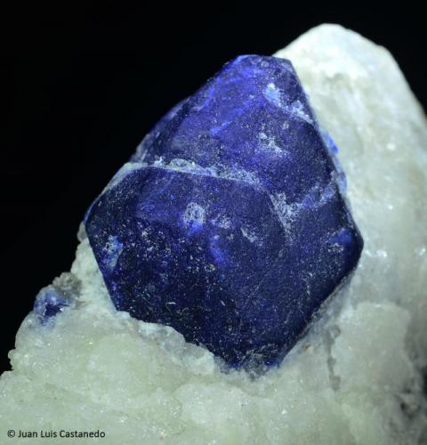 Lazurita. 
Sar-e-Sang. Badakhshan Province. Afganistán. 
8.3x2x4.5 cm. Cristal mayor 2.2 cm. (Autor: Juan Luis Castanedo)