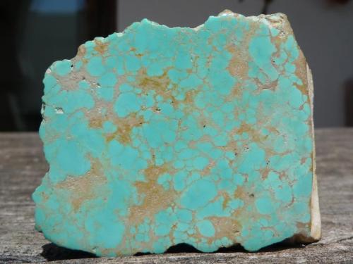 Turquoise
Mashhad County, Razavi Khorasan Province, Iran
5 x 4 x 1 cm

Piece polished on one side. Nice soft greenish-blue colour.
Bought personally in a lapidary shop in Mashhad in 1972 (Author: Josele)