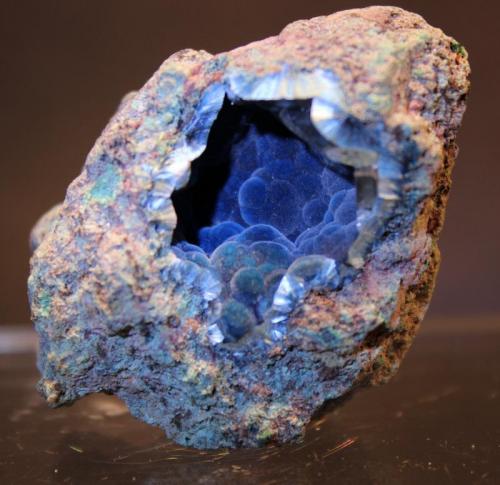 Shattuckite, Barite
Kaokoveld Mine, Kaokoveld, Kunene, Namibia
5 x 4 cm (Author: Don Lum)