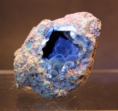 Shattuckite, Barite
Kaokoveld Mine, Kaokoveld, Kunene, Namibia
5 x 3.8 cm (Author: Don Lum)