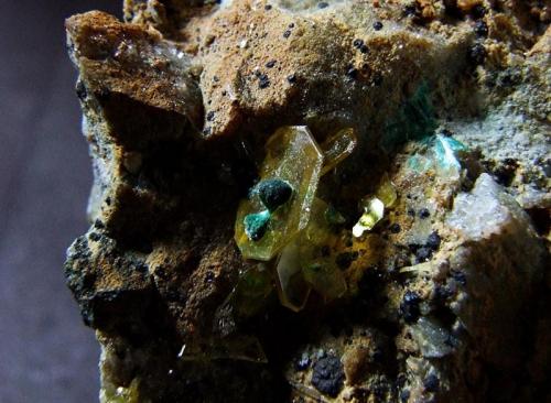 Wulfenite and Malachite.
Saindak Cu Deposit, Chagai, Baluchistan, Pakistan.
Wulfenite to 5 mm (Author: nurbo)