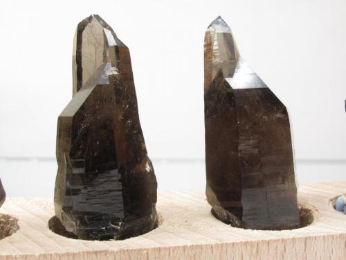 Smoky Quartz
Isle of Arran, Scotland, UK
55mm and 54mm tall
Close-up of the middle two crystals (Author: Mike Wood)