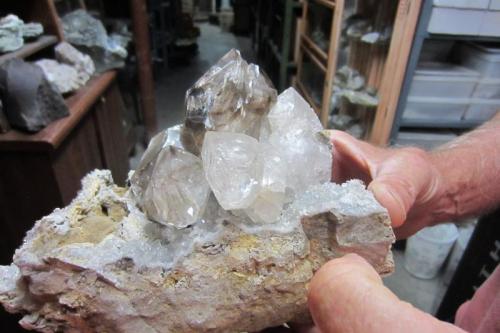 Quartz
Fonda, Mohawk County, New York, USA
Smokey and clear cluster to 13 cm. wide. (Author: vic rzonca)