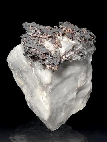 Silver
Masaloni Mine, San Vito, Cagliari Province, Sardinia, Italy
7,5x6,5x4,5 cm
Foliaceous Silver in partially etched Calcite, from an old italian Silver mine. (Author: Simone Citon)