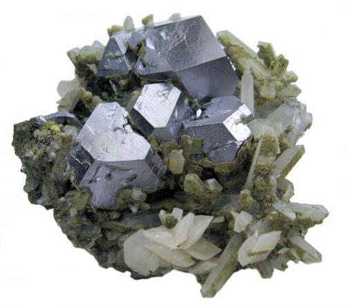 Galena, calcite, quartz
Dal’negorsk, Primorskiy Kray, Far-Eastern Region, Russia
90 mm x 90 x mm x 50 mm (Author: Carles Millan)