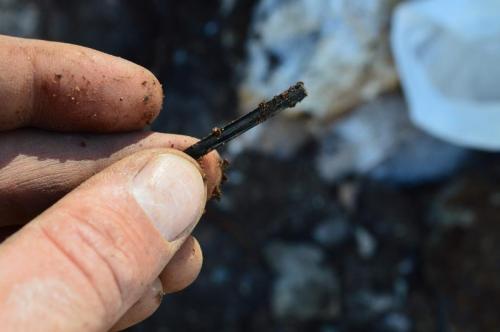 Black Tourmaline
Green Dream Claim, Revelstoke, BC, Canada
2 inches long
long slender black tourmaline, has perfect trigonal tip. from a pocket at my green dream claim (Author: thecrystalfinder)