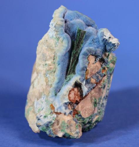 Shattuckite, Plancheite, Malachite
Kaokoveld Plateau, Kunene Region, Namibia
4.6 x 3.5 cm (Author: Don Lum)