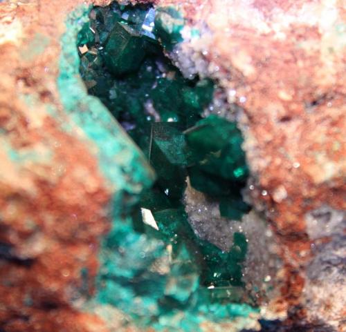 Dioptase, Limonite
Tsumeb Mine, Namibia
9.7 x 7.0 cm (Author: Don Lum)