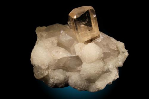Topacio, Albita, Cuarzo
Shigar, Pakistan
20x20cm, cristal de 5x4cm
Pieza flotante con un imponente cristal de topacio. (Autor: Raul Vancouver)