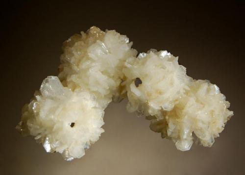 Stilbite
Pune, Mumbai District, Maharashtra, India
6.7 x 9,9 cm.
Four intergrown hemispheres of creamy white stilbite forming hollow casts which contain small amounts of brown calcite. Collected in 2012. (Author: crosstimber)