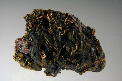 Gold on Uraninite with Cinnabar and Goldamalgam
Anna adit, Mitterberg, Hochkönig, Salzburg, Austria
25 mm (Author: Gerhard Brandstetter)
