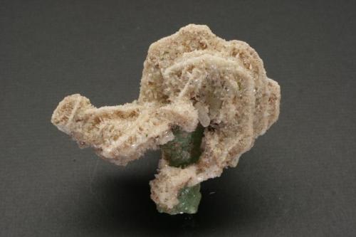 Calcite on prehnite with datolite
Lane Quarry, Hampden County, Massachusetts, USA
9 x 9 cm.
Calcite on prehnite with minor datolite. The reverse of JPG 1698. (Author: vic rzonca)