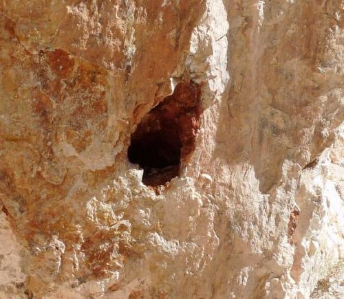 I was told by someone that this pocket yielded stunning smoky quartz crystals.  The pocket is about 1 meter wide and out of reach. (Author: Pierre Joubert)