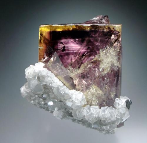 Fluorite with Calcite
Rotherhope Fell Mine, Alston Moor, Cumbria, England, UK
5 cm tall (Author: Jesse Fisher)