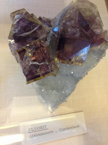 Fluorite
Rodderup/Rotherhope Fell Mine, Alston Moor, Cumbria, England, UK
About 8cm across
In Copenhagen museum (Author: James)