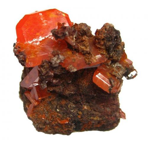 Wulfenite
Red Cloud Mine, Silver District, Trigo Mts, La Paz Co., Arizona, USA
Largest wulfenite crystal 1,8 cm, specimen height 3 cm (Author: Tobi)