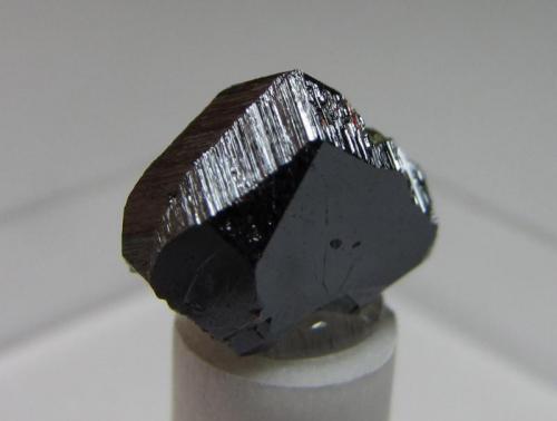 Rutilo
Mount Isa, Queensland, Australia
8 x 7 mm.
Un pequeño rutilo de color gris metálico con caras planas y bordes estriados. (Autor: prcantos)