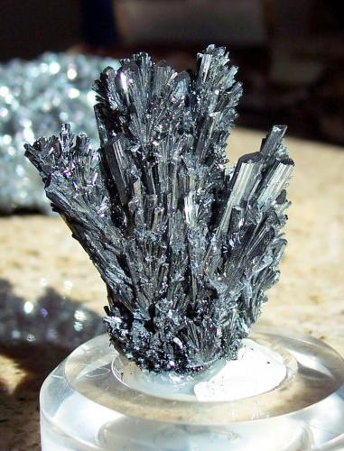 Stibnite
Deep Post Mine, Eureka County, Nevada, USA
4.5 x 3.75 x 2cm (Author: sambourque)