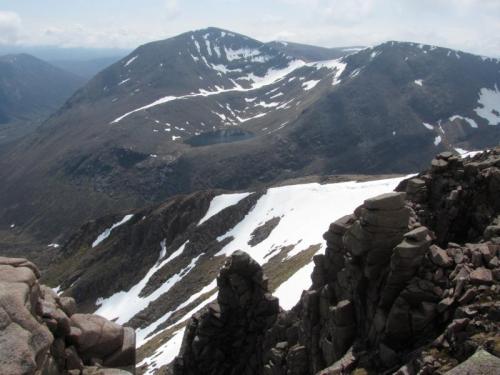 View from Braeriach looking south towards Cairn Toul and The Angel’s Peak, both over 4,000ft. More granite to go and explore sometime... (Author: Mike Wood)