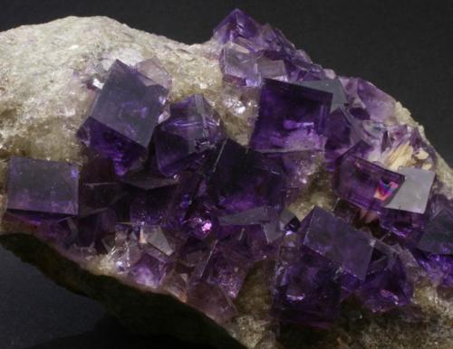 Fluorite, Barite
Berbes, Berbes Mining area, Ribadesella, Asturias, Spain
Largest crystal is 1.2 x 1.5 cm (Author: James)