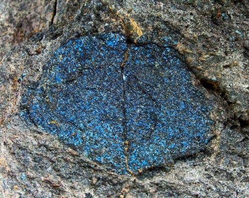 Haüyna
Punta Camello, Costa de Arucas, Gran Canaria, Islas Canarias, España
Agregado cristalino de 2,5x2 cm
Por ahora es el mayor agregado de Haüyna que he encontrado en Canarias. No obstante, los cristalinos individuales son milimétricos. (Autor: María Jesús M.)