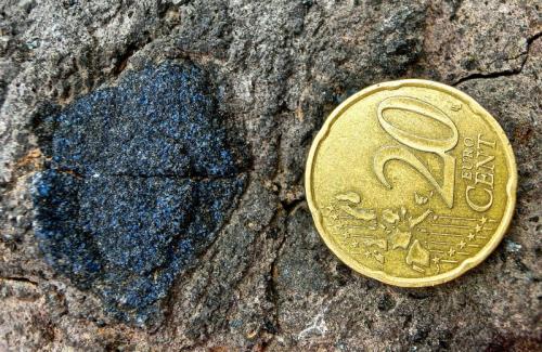 Haüyna
Punta Camello, Costa de Arucas, Gran Canaria, Islas Canarias, España
Agregado cristalino de 2,5x2 cm
Por ahora es el mayor agregado de Haüyna que he encontrado en Canarias. No obstante, los cristalinos individuales son milimétricos. (Autor: María Jesús M.)