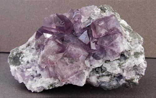 Fluorite,
Frazer’s Hush Mine, 295 Level, Rookhope, Weardale, Co Durham, England, UK.
85 x 55 mm Fluorite to 12 mm (Author: nurbo)