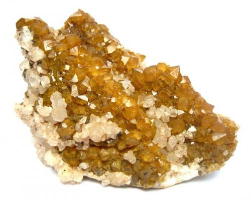Quartz ("Eisenkiesel"), Calcite
From Alme near Brilon in Sauerland, Germany.
Specimen size 9 cm (Author: Tobi)